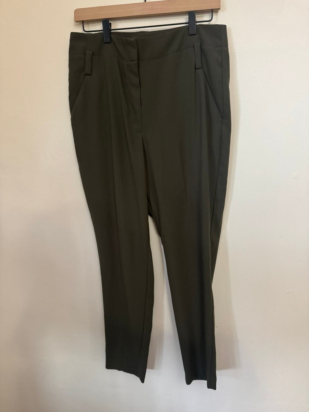 7th Avenue Design Studio Pants Size 10 Olive Green Straight Leg Trousers